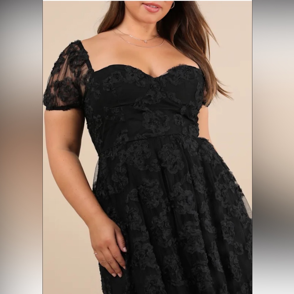 Lulu's Black Floral Lace Midi Dress - Picture 3 of 7
